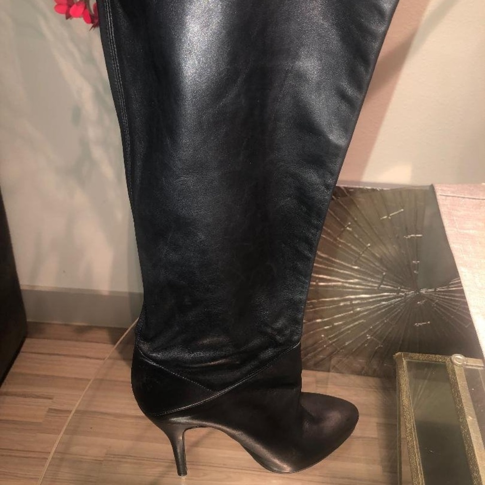 Black Leather Slouch Boots